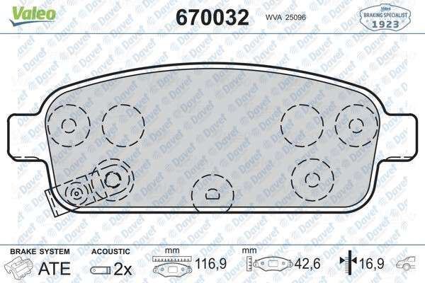 VALEO 670032 Arka Fren Balatasi Opel Astra J/Mokka/Zafira C/Chevrolet Cruze
